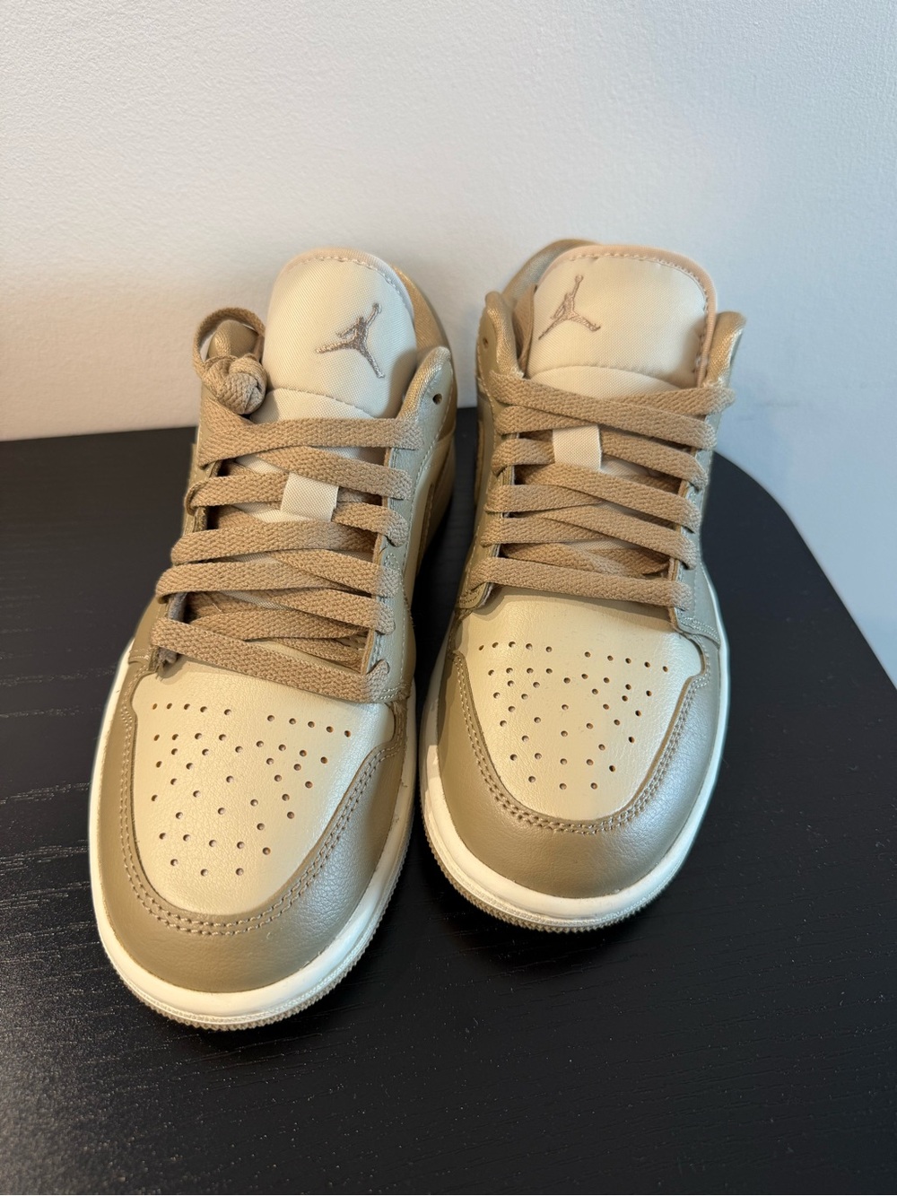 Jordan womens' Tan and Cream Low-Top Sneakers